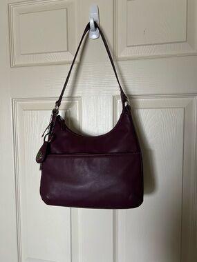 Giani Bernini Nappa Leather Hobo Bag Burgundy 2 Outer Zip Pockets NWOT